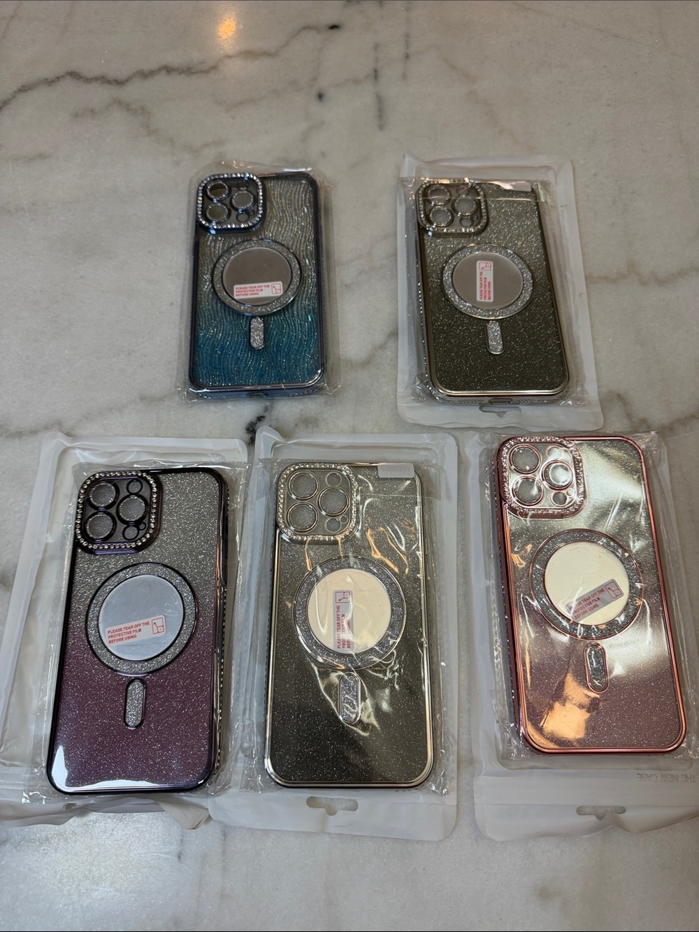 Glitter MagSafe-Compatible Phone Case with Ring - Multiple Colors